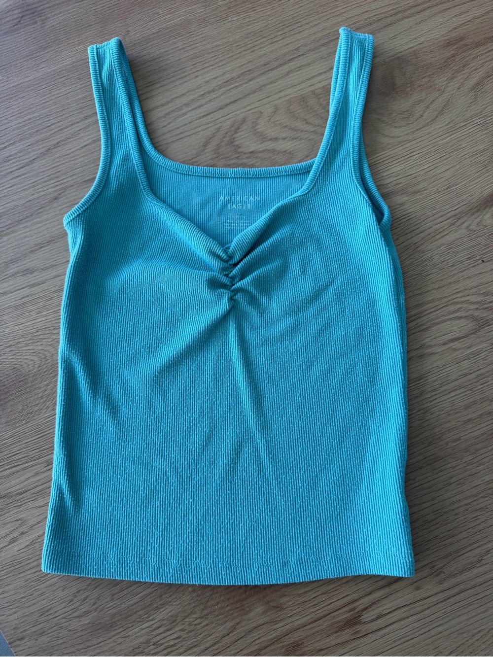American Eagle Outfitters Ribbed Scoop Tank - Aqua Teal